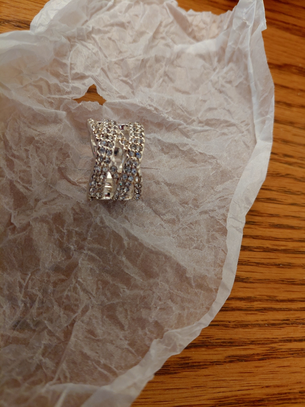 Silver Crystal Crossover Pavé Ring - Women Jewelry
